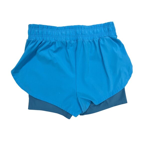 Gymshark Womens Dual-Layer Athletic Shorts XL Polyester/Nylon Blue & Teal - Picture 3 of 6
